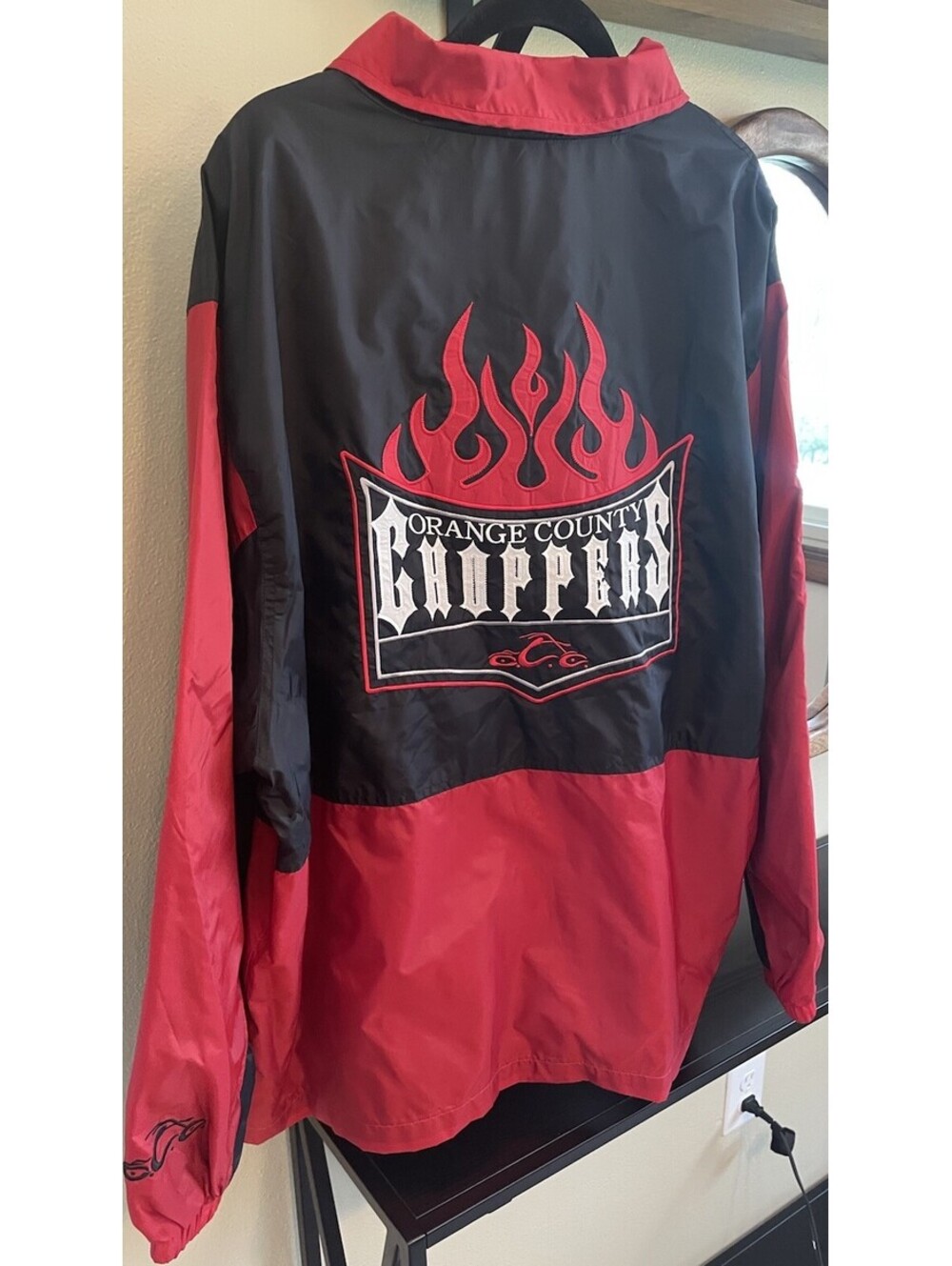 Vtg Y2K Mens Orange County Choppers Red & Black Windbreaker Jacket Size XL
